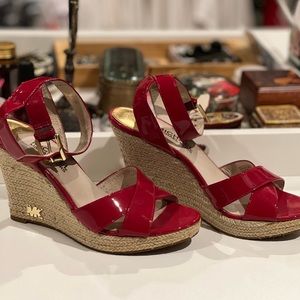 MICHAEL by Michael Kors Red Patent Leather Wedges